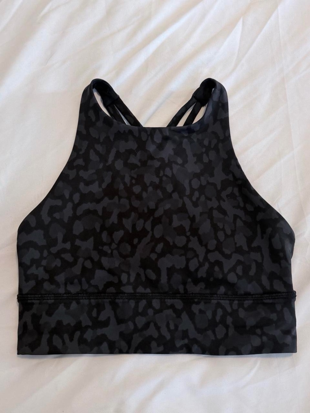 Lululemon Energy High Neck Longline Bra Black Leopard Size 4